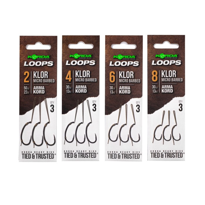 Korda Klor Ready Tied Loop Fishing Rigs Micro Barbed