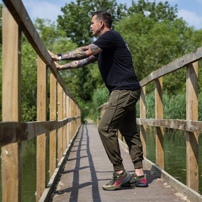 Korda Ultralite Olive Fishing Joggers In Use
