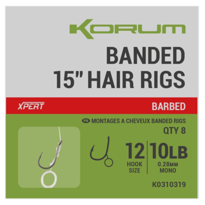 Korum Banded Hair Rigs - 15 Inch - Barbed 5