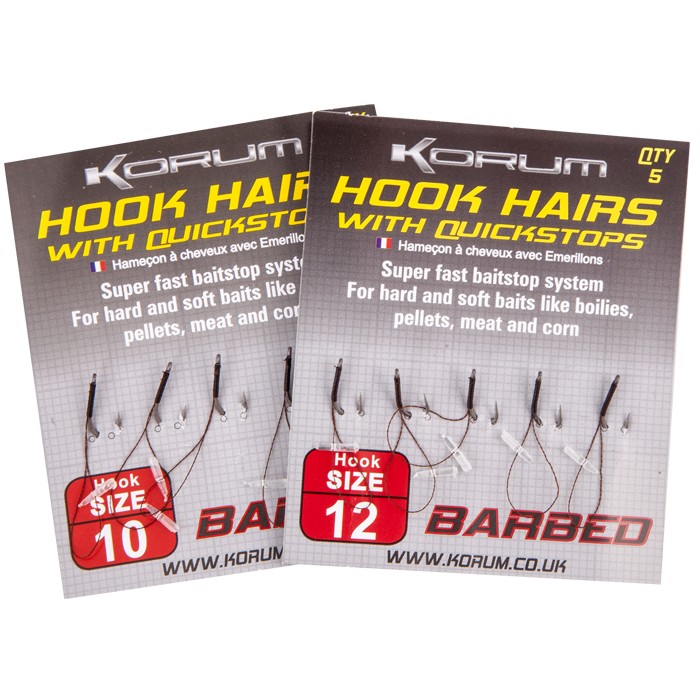 Korum Barbed Fishing Hook Hairs with Quickstops 1