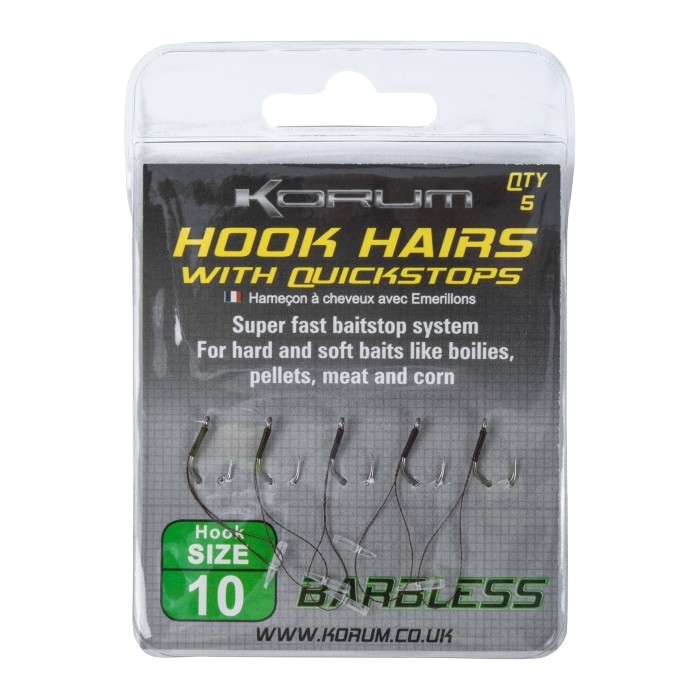Korum Barbless Hook Hairs with Quickstops