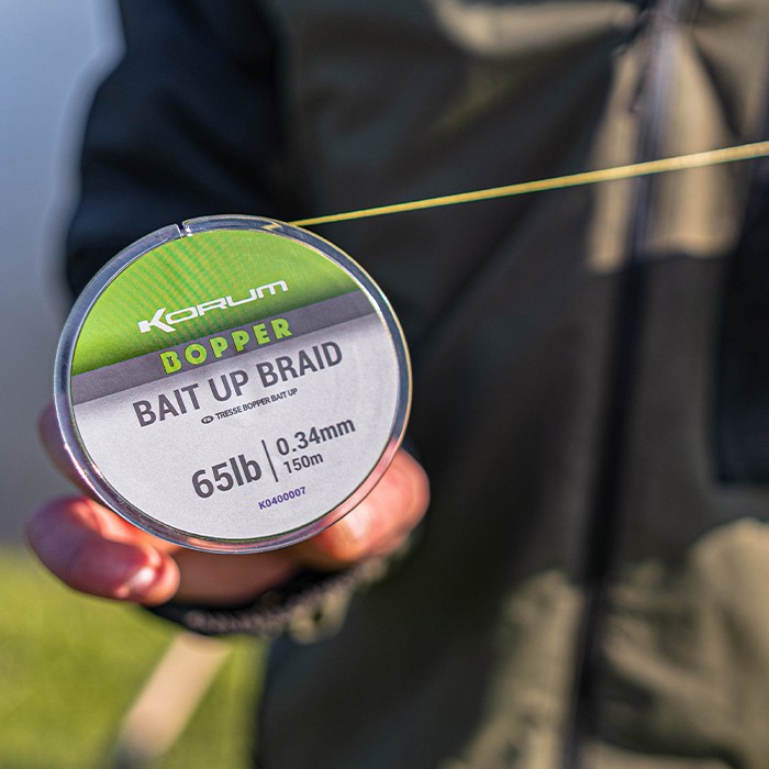 Korum Bopper Bait Up Fishing Braid In Use 2
