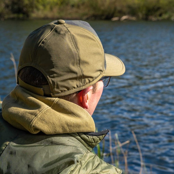 Korum Camo Waterproof Cap In Use 2