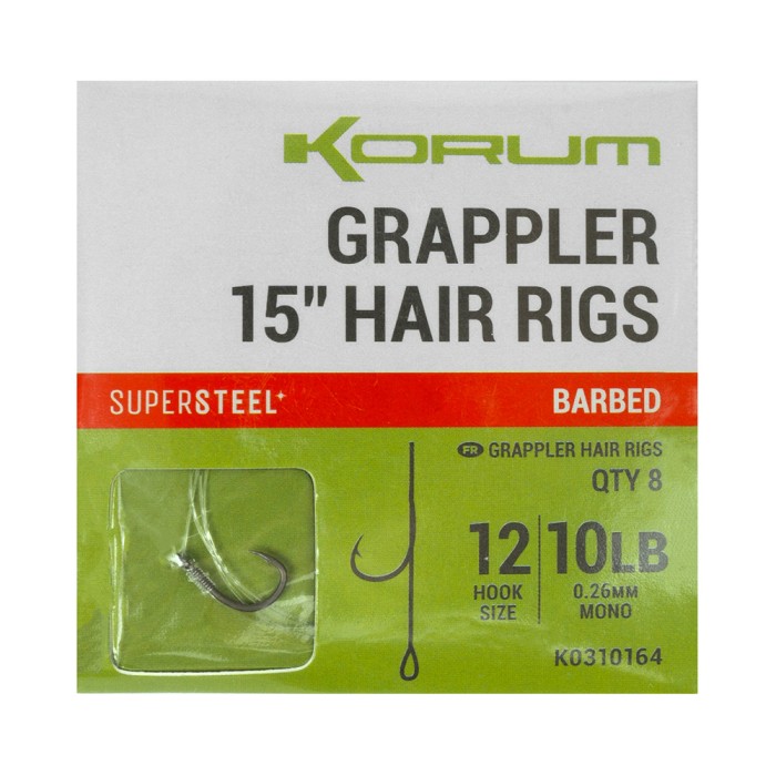 Korum Fishing Grappler Hair Rigs 15 Inch Barbed 1