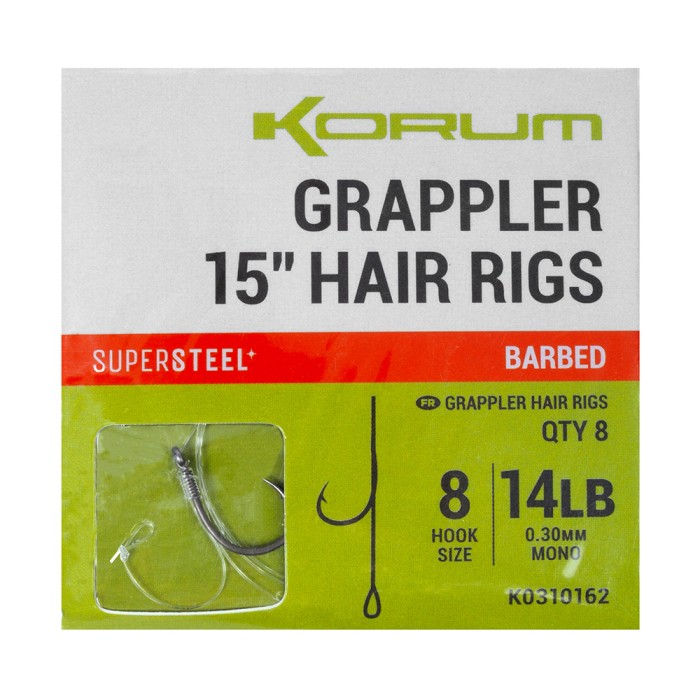 Korum Fishing Grappler Hair Rigs 15 Inch Barbed 2