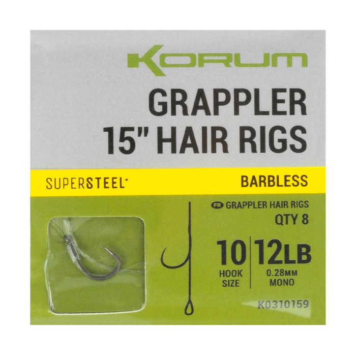 Korum Fishing Grappler Hair Rigs 15 Inch Barbless 2