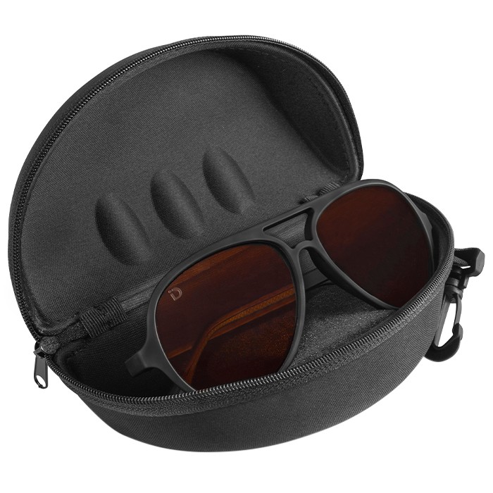 Korum Old School ID Polarised Fishing Sunglasses Amberjack Case Open