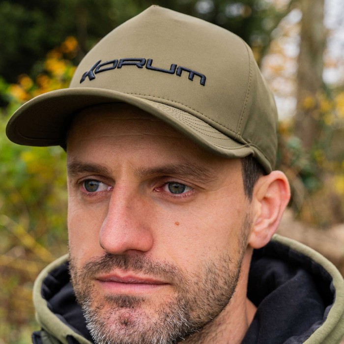 Korum Olive Waterproof Cap In Use 1