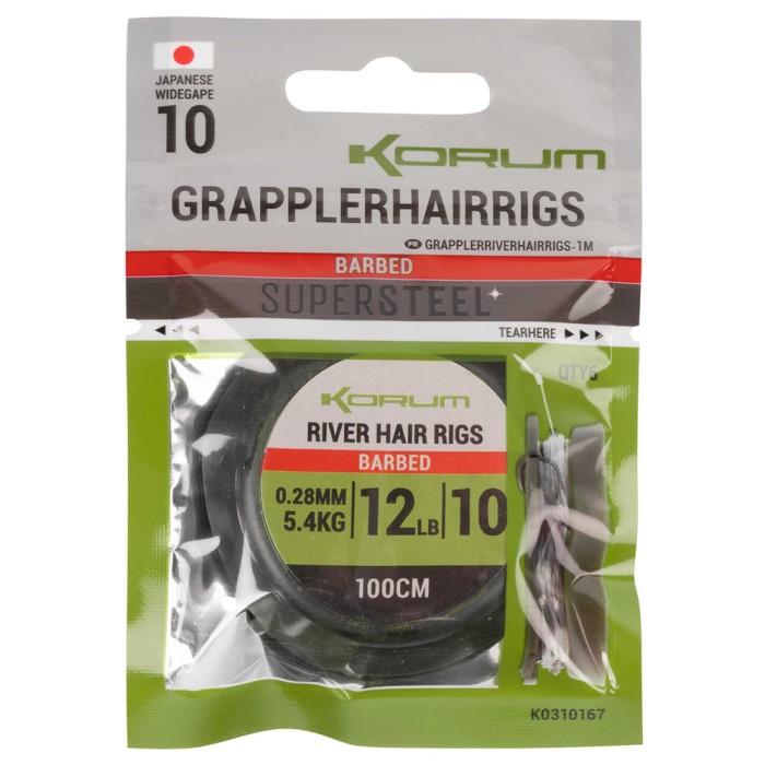 Korum River Grappler Barbed Hair Rigs 1m