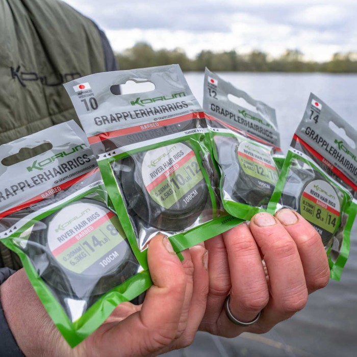 Korum River Grappler Barbed Hair Rigs 1m Packaging