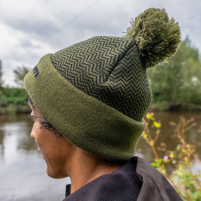 Korum Thermal Black/Olive Beanie Hat 2