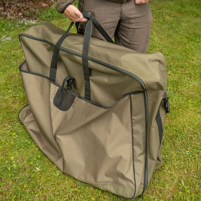 Korum Transition Universal Chair & Net Bag In Use 1