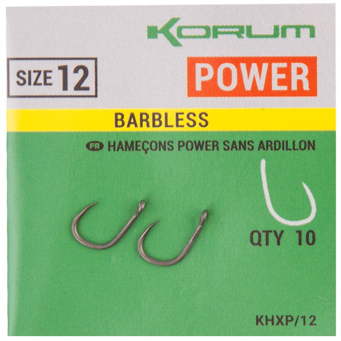 Korum Xpert Power Barbless Fishing Hook Size 12