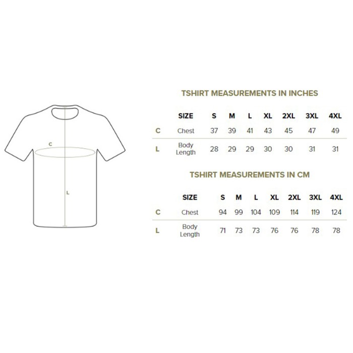 Kumu Ripples Tee T-Shirt Size Guide