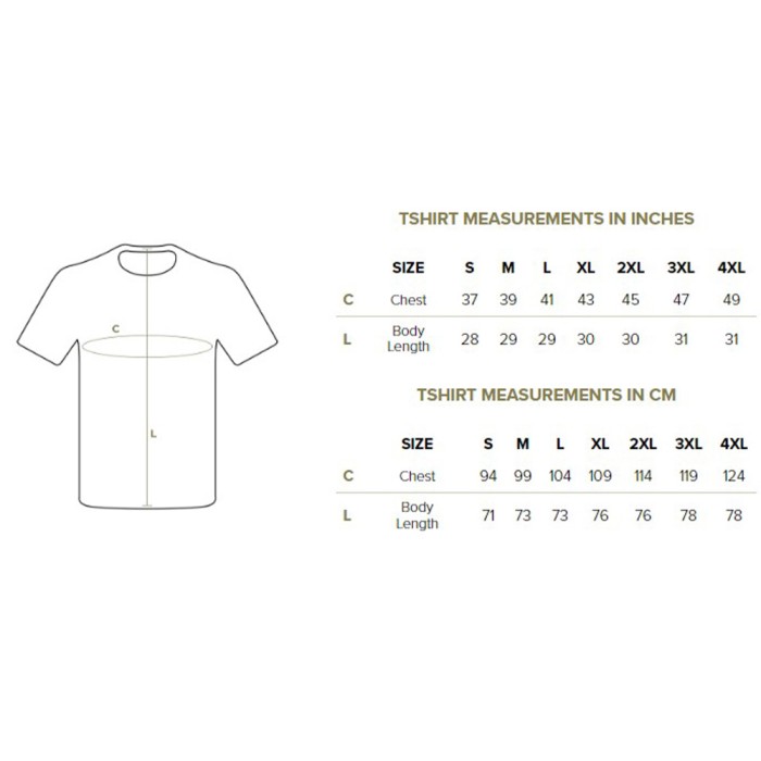 Kumu Vortex Tee T-Shirt Size Guide
