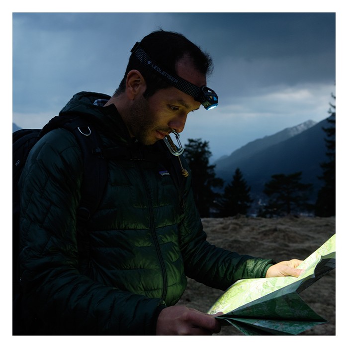 Ledlenser MH5 Black & Grey Headtorch In Use 2