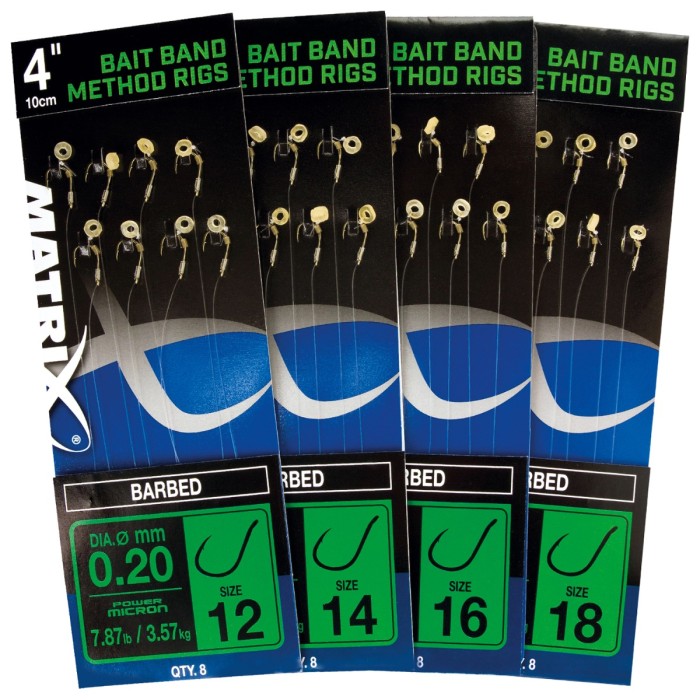 Matrix 4'' Bait Band Method Rigs Barbed