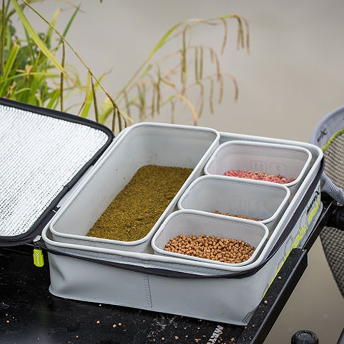 Matrix EVA Fishing Bait Cooler Tray Light Grey Inc 4 Tubs In Use 2
