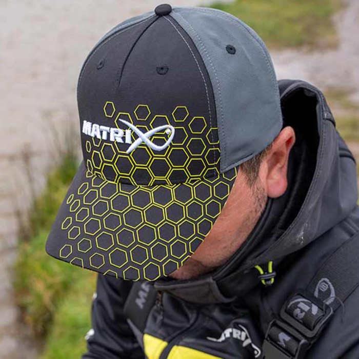 Matrix Hex Print Black Baseball Cap In Use 4