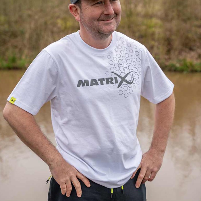 Matrix Hex Print White T-Shirt In Use 1