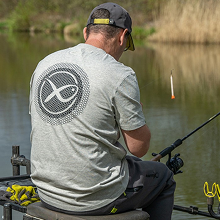 Matrix Large Logo Marl Grey / Lime Fishing T-Shirt In Use 1