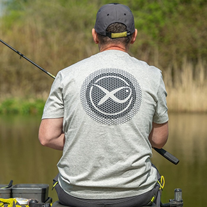 Matrix Large Logo Marl Grey / Lime Fishing T-Shirt In Use 2