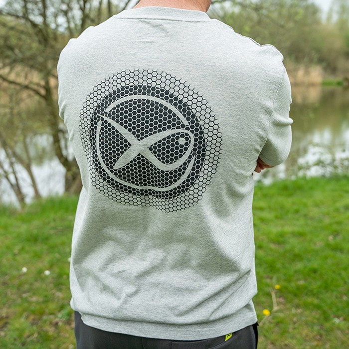 Matrix Large Logo Marl Grey / Lime Fishing T-Shirt In Use 3