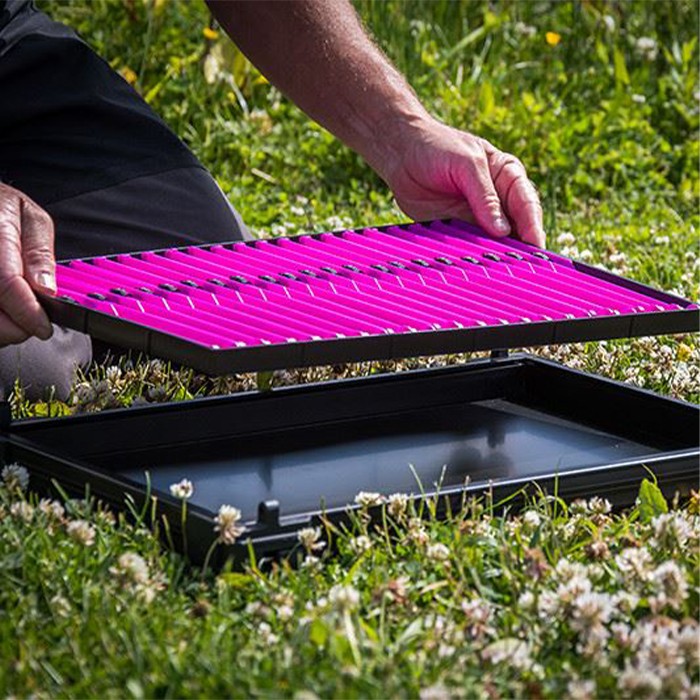 Matrix Loaded Pole Winder Fishing Tray Purple In Use