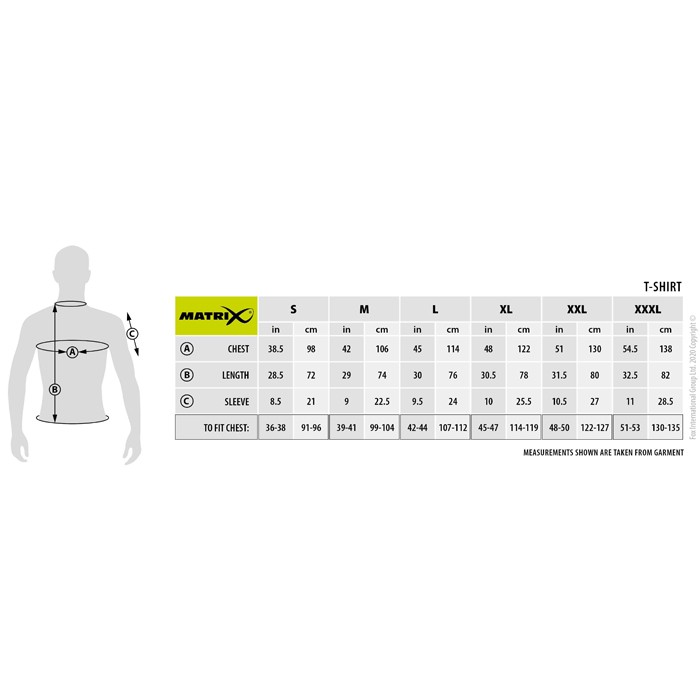Matrix Minimal Grey Marl Fishing T-Shirt Size Guide