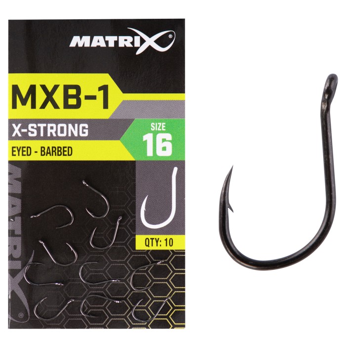 Matrix MXB-1 X-Strong Eyed Barbed Hooks