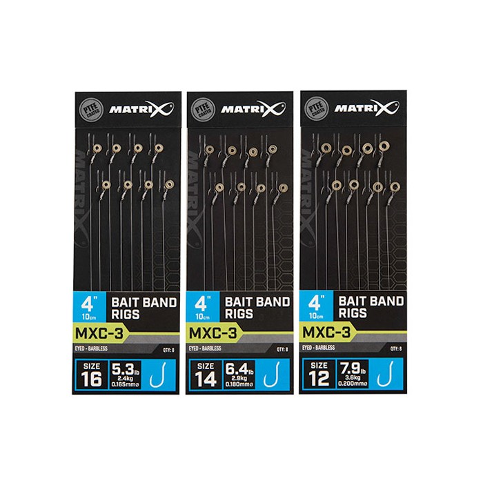 Matrix MXC-3 Eyed Barbless Bait Band Rigs 10cm