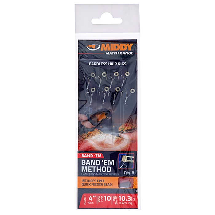 Middy 4 Band Em Method Barbless Hair Rigs, 10-10.3lb