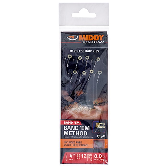 Middy 4 Band Em Method Barbless Hair Rigs, 12-8.0lb