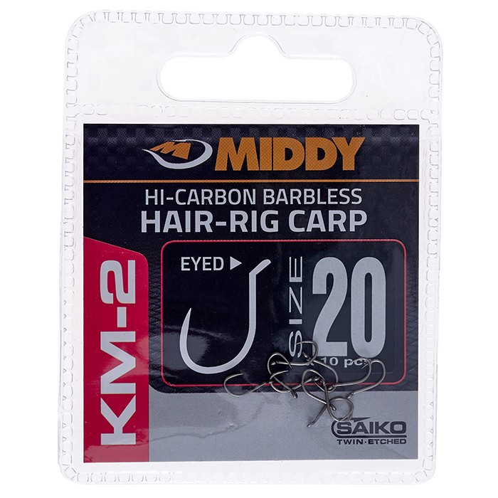 Middy KM-2 Hair-Rig Eyed Hooks Size 20