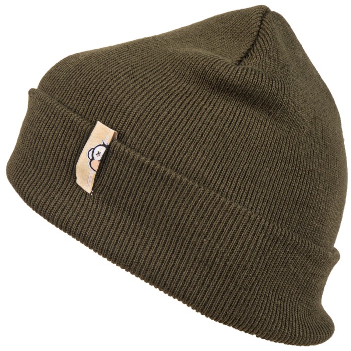 Monkey Climber Logo Beanie Olive Side