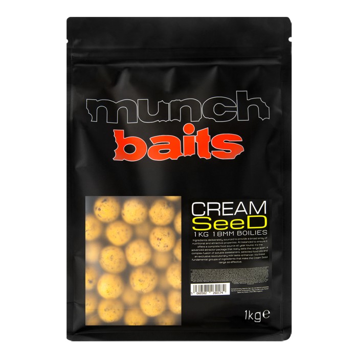 Munch Baits Cream Seed Boilies 1Kg 18mm