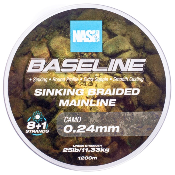 Nash Baseline Camo Sinking Braid 0.24mm