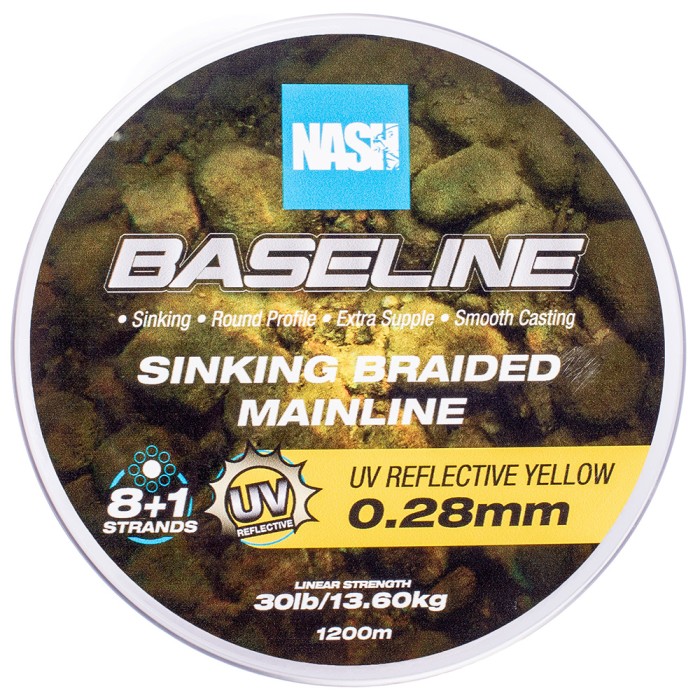Nash Baseline UV Yellow Sinking Braid 0.28mm
