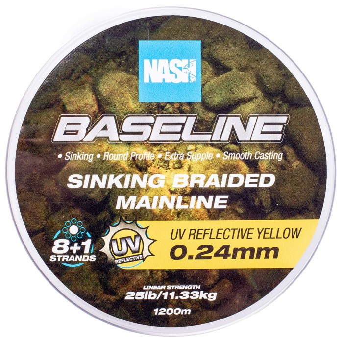 Nash Baseline UV Yellow Sinking Braid 0.24mm