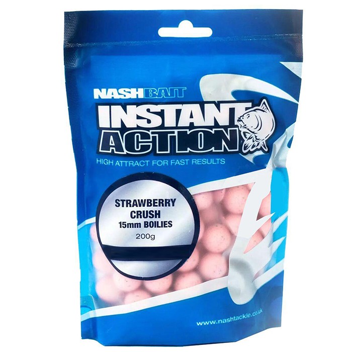 Nash Instant Action Strawberry Crush Boilies - SINGLE BAG