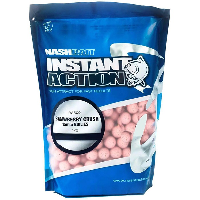 Nash Instant Action Strawberry Crush Boilies - SINGLE BAG 4