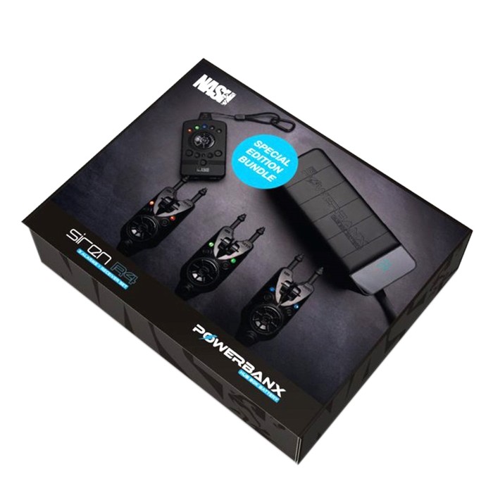 Nash R4 Siren 3 Rod Bite Alarm Set + PowerBanx 80K Hub Bundle