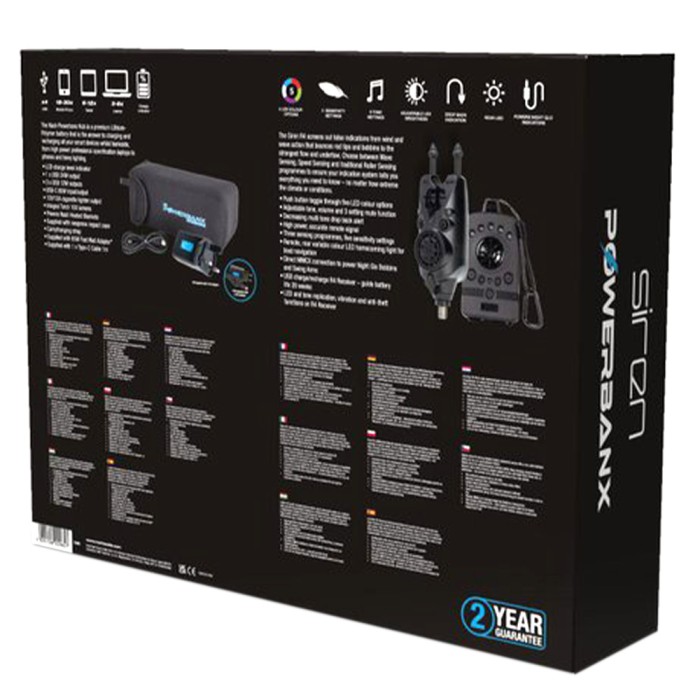 Nash R4 Siren 3 Rod Bite Alarm Set + PowerBanx 80K Hub Bundle 1