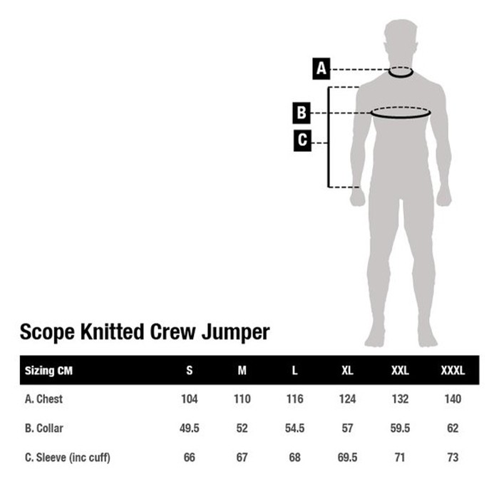 Nash Scope Knitted Crew Fishing Jumper Size Guide