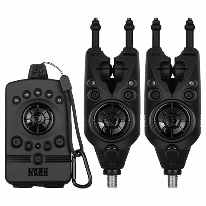 Nash Siren R4 2-Rod Fishing Bite Alarm Presentation Set - Studio Front View 