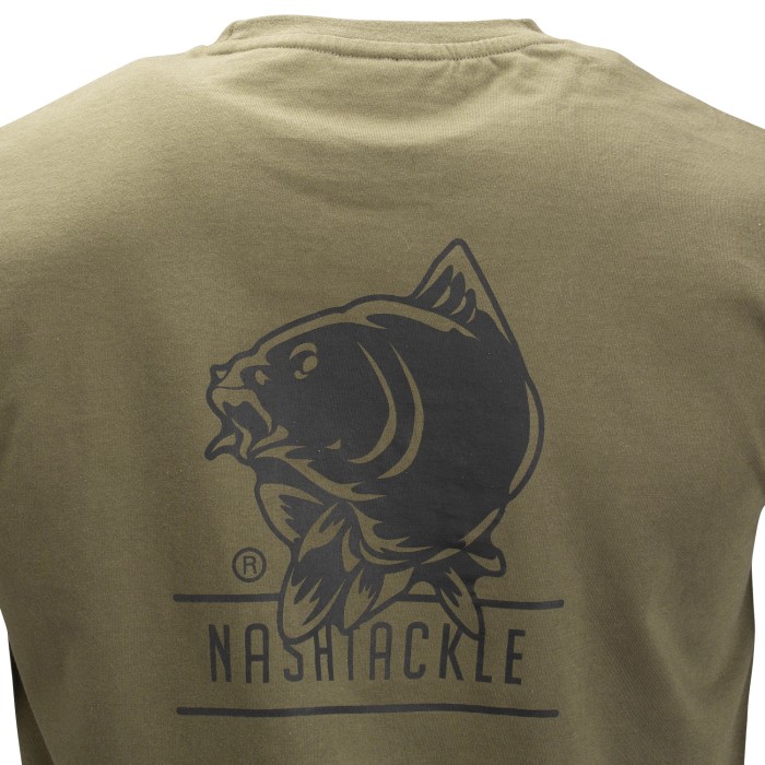 Nash Tackle Green Fishing T-Shirt Back Close Up