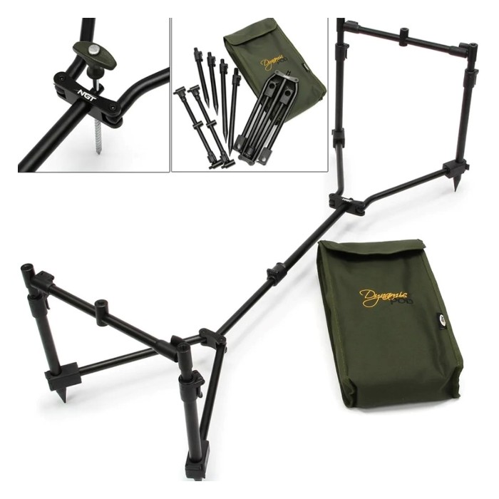 NGT Dynamic 3 Rod Compact Pod Fully Adjustable + Buzz Bars + Case