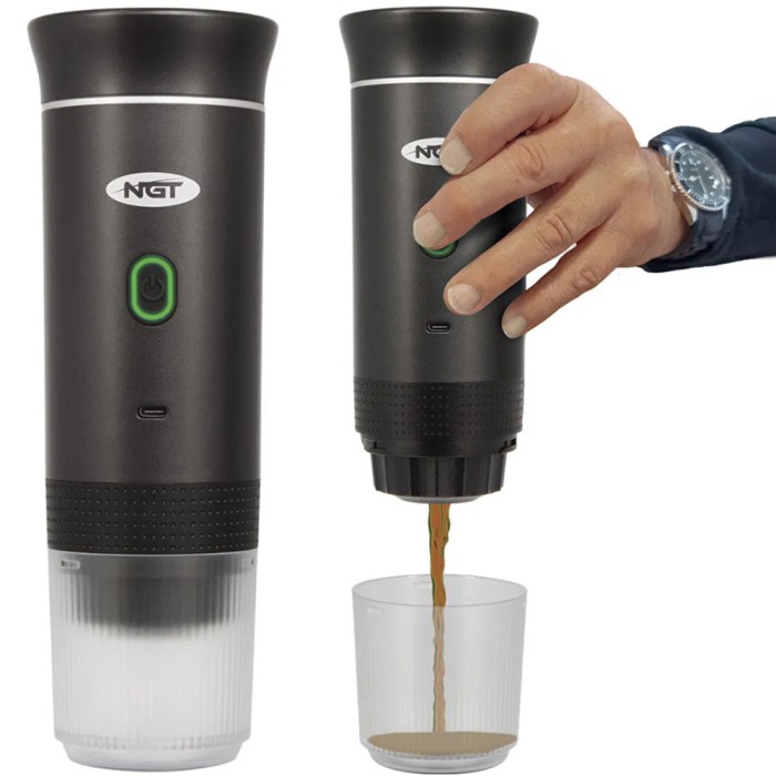 NGT Portable Espresso Coffee Machine - USB Rechargeable with Full Heating & Extraction - Black 2