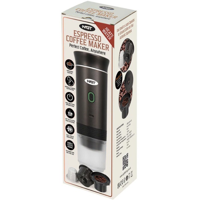 NGT Portable Espresso Coffee Machine - USB Rechargeable with Full Heating & Extraction - Black 6