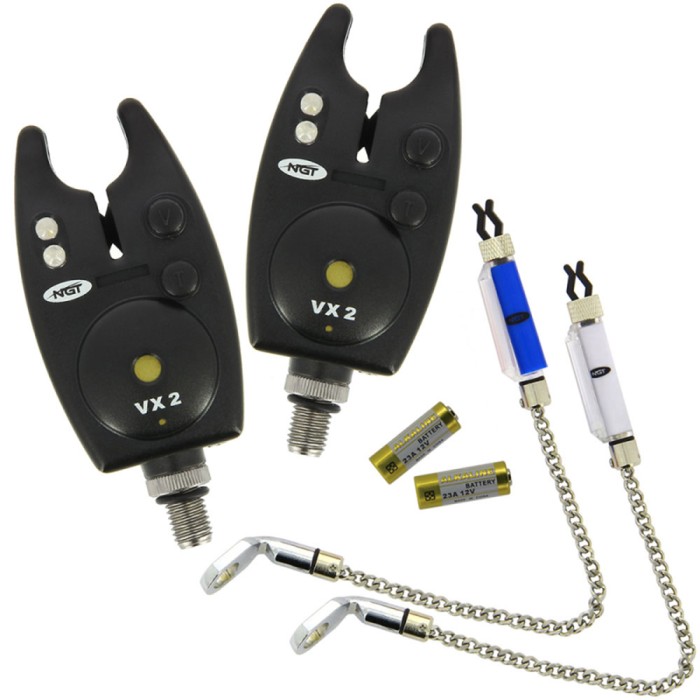 2 NGT VX1 Segnalatori Acustici Per Pesca Con LED E Batterie Incluse